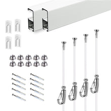 이미지를 갤러리 뷰어에 로드 , Complete Kit Wall Mounted Pro ( 2x 59&quot; Rails 4 Nylon Cables 4 Hooks )