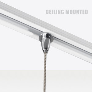 Complete Kit Ceiling Mounted Picture Hanging Systems ( 2x 59" U-rails 4 Stainless Steel Cables 4 Hooks )