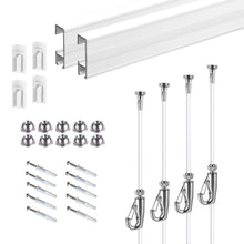 이미지를 갤러리 뷰어에 로드 , Complete Picture Hanging Systems Kit Wall Mounted ( 2x 59&quot; Click rails 4 Nylon Cables 4 Hooks 4 End caps )